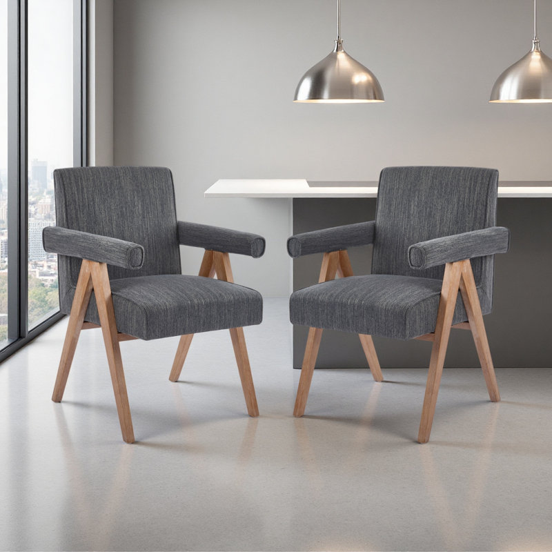 Fauteuil de salle à manger en tissu, Gris anthracite