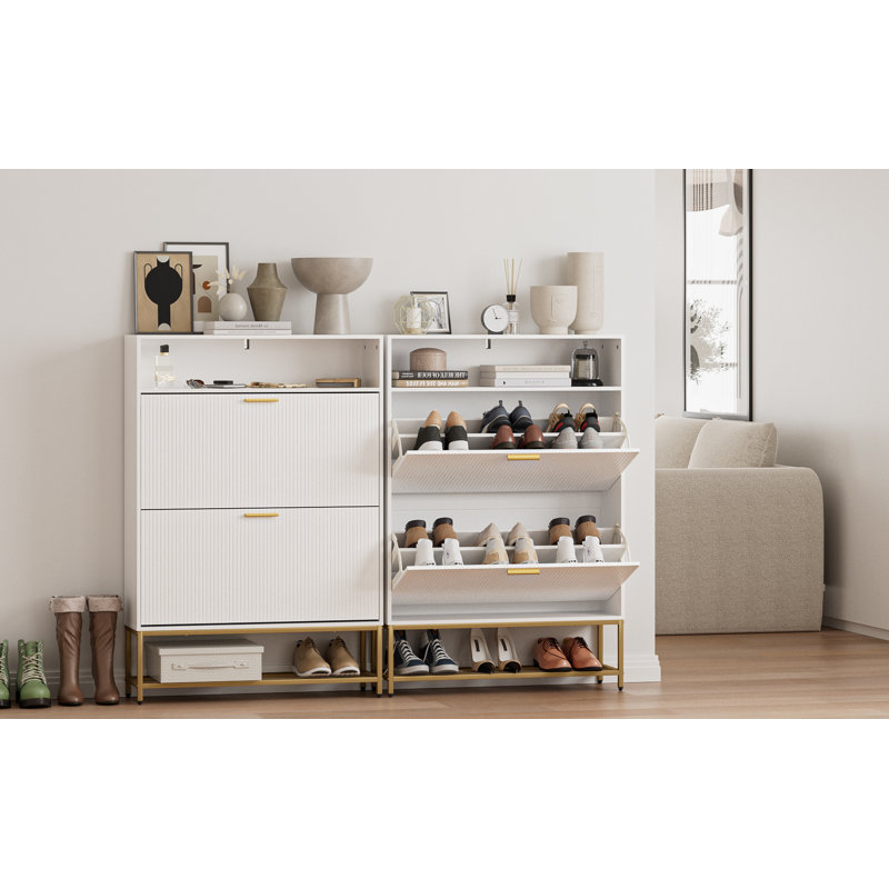 Range-chaussures en bois blanc