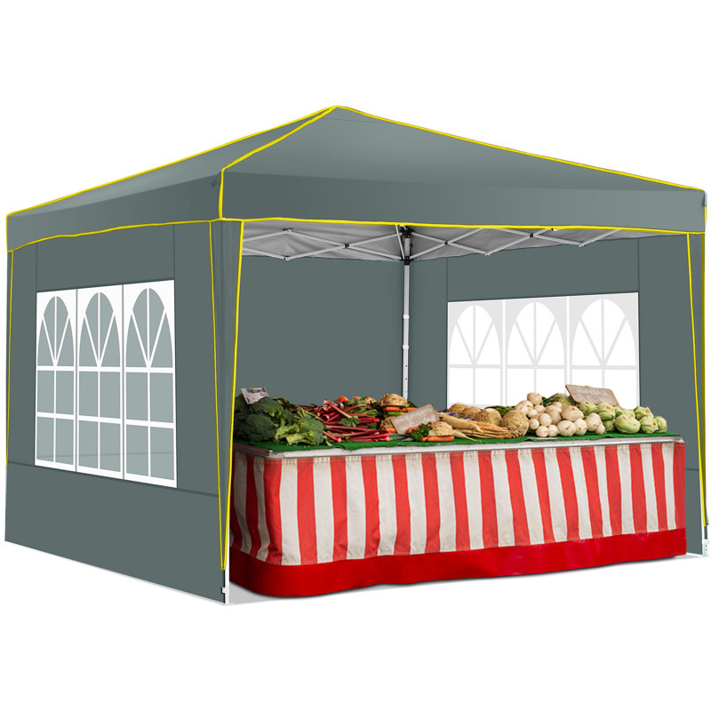  10' x 10' Pop up Canopy, UV and Rain Resistant Canopy Shelter with 4 Removable Sidewalls and Sandbags, Outdoor Canopy with Carry Bag for Grass, Beach and Camping