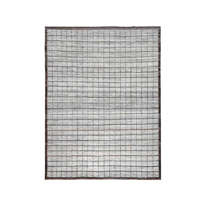 Tapis oriental rectangulaire en laine noué à la main 10 pi 5 po x 13 pi 8 po - MOA1021341, Rectangle 10 pi 5 po x 13 pi 8 po