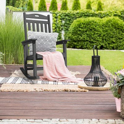 Outdoor Adirondack Rocking Chair HIPS All Weather Oversized Plastic Patio Chair Rocker