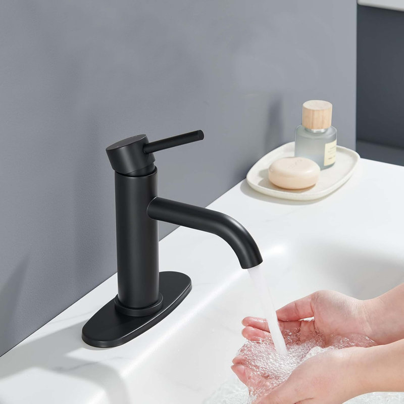 Modern Single Handle Bathroom Faucet Lavatory Faucet Stainless Steel Single Hole, Matte Black