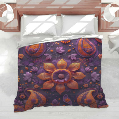 Édredon floral mauve à motif cachemire