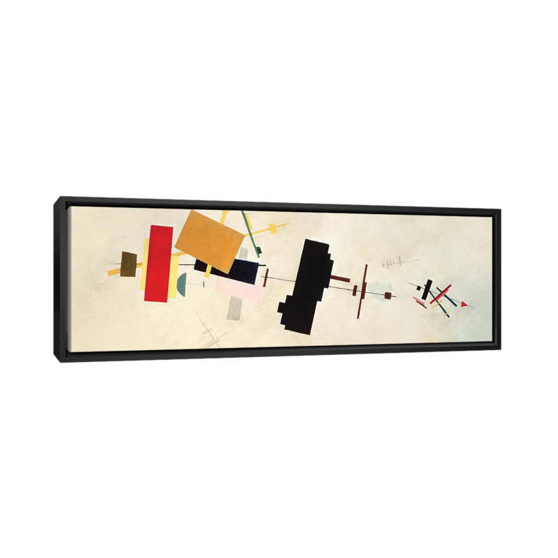 « suprematist composition no. 56 1936 », reproduction d’impression sur toile, H 12 po x l 36 po x P 1,5 po, Cadre noir