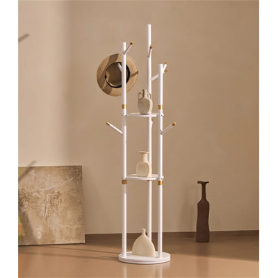 Rotatable Solid Wood Clothes And Hat Stand