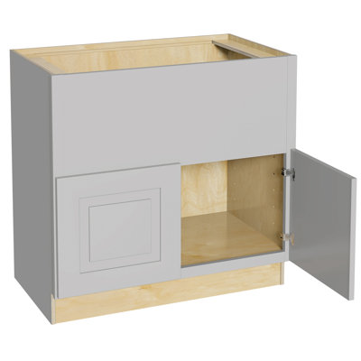 Gallery Express Briar Plywood Assembled 36 in W x 24 in D x 34.5 in H Farm Sink Base Kitchen Cabinet with Soft Close in Cloud