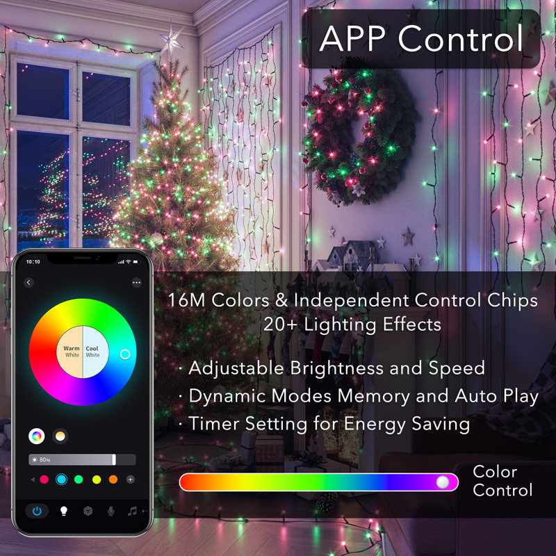 Luci RGB Permanenti Da Esterno 15,2m Con App E Telecomando - Stringa LED Impermeabile IP67 Colorata Per Tetto, Giardino, Natale, Feste