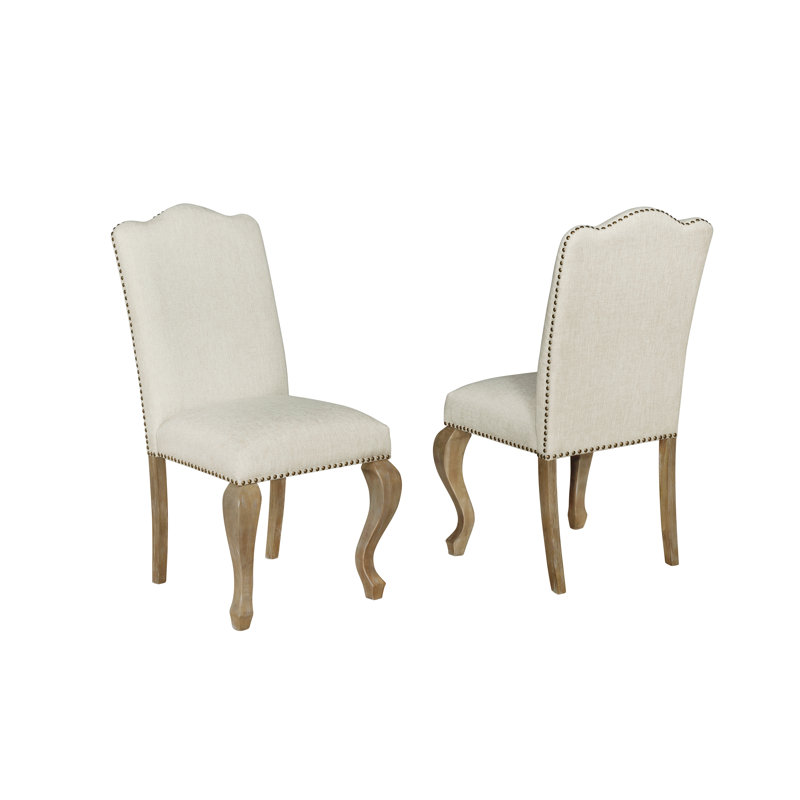 Chaise rembourrée en lin Mabrey - gris foncé / beige, Beige