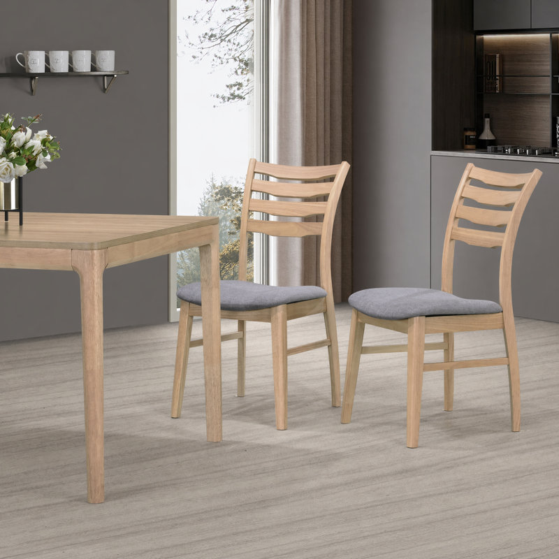 Chaise rembourrée en bois massif à dossier échelle, Noyer