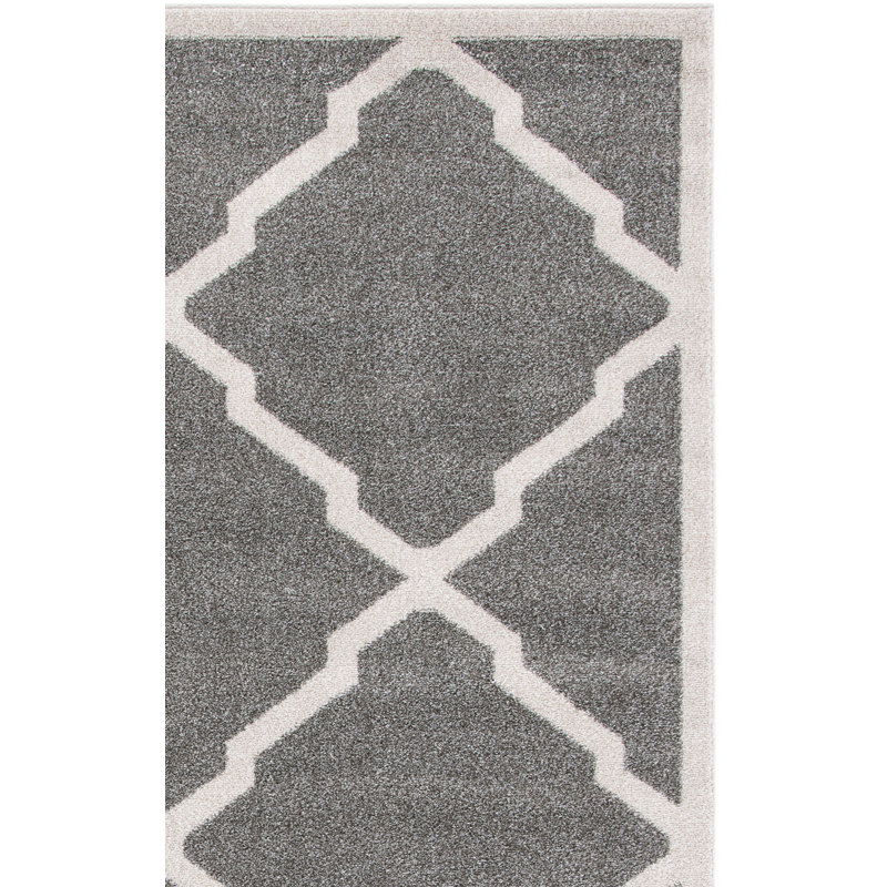 Ammundsen Geometric Dark Gray/Beige Indoor / Outdoor Area Rug, Runner 2'3" x 13'
