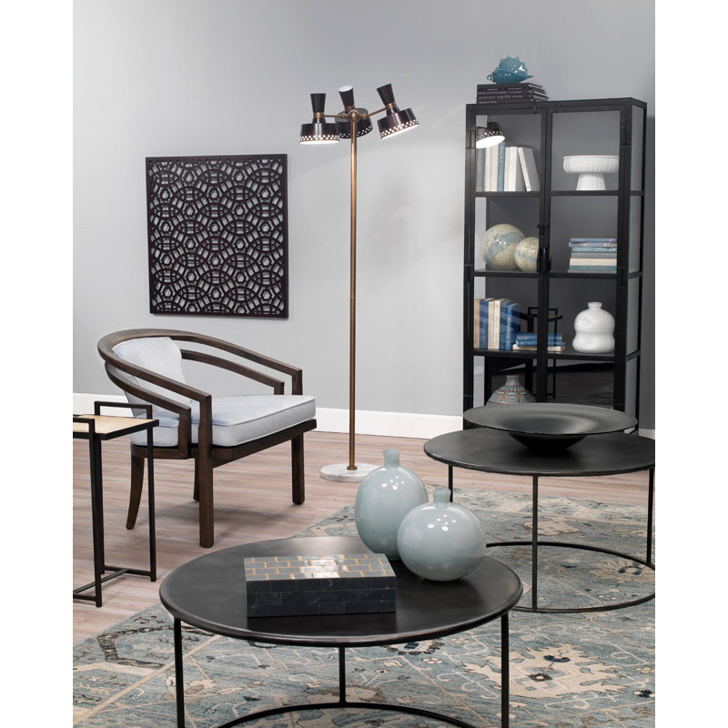 Sleek Black Metal and Glass Minimalist Curio Cabinet