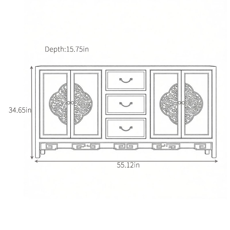 Buffet grande capacité en bois massif