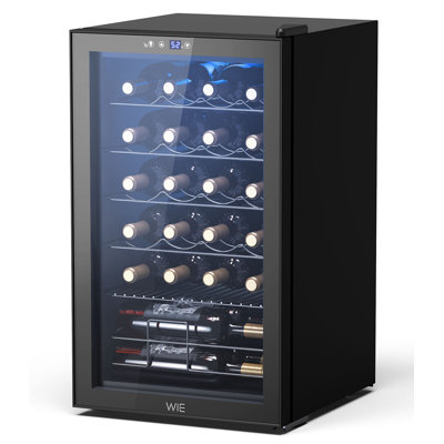 Réfrigérateur à vin pour 24 bouteilles WIE, réfrigérateur à boissons autoportant avec porte en verre triple, réfrigérateur à boissons à compresseur 40-61 ° F, affichage à DEL, mini réfrigérateur silencieux pour boissons gazeuses, bière, vin et bar maison