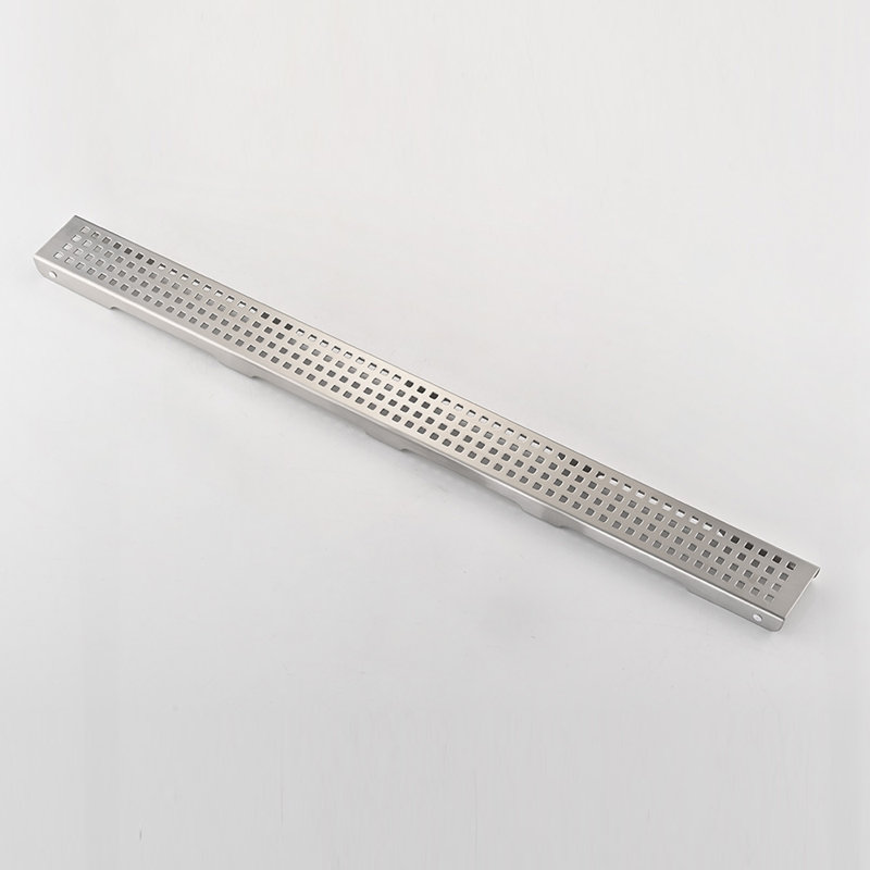 Linear Grid Shower Drain With Leveling Feet, Brushed Nickel