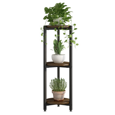 Plant Stand Indoor Corner Tall 3 Tier Metal Modern Flower Storage Plant Shelf Holder by Latitude Run