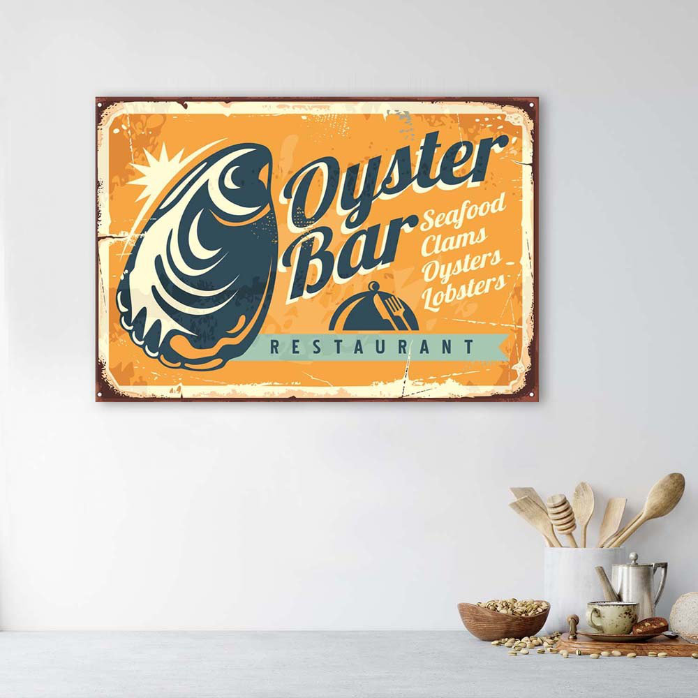 Leinwandbild Retro Sign Oyster Bar