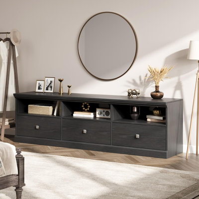 70-Inch TV Stand for 65-75 Inch TVs, Entertainment Center with 3 Storage Drawers and Open Shelves for Living Room or Bedroom