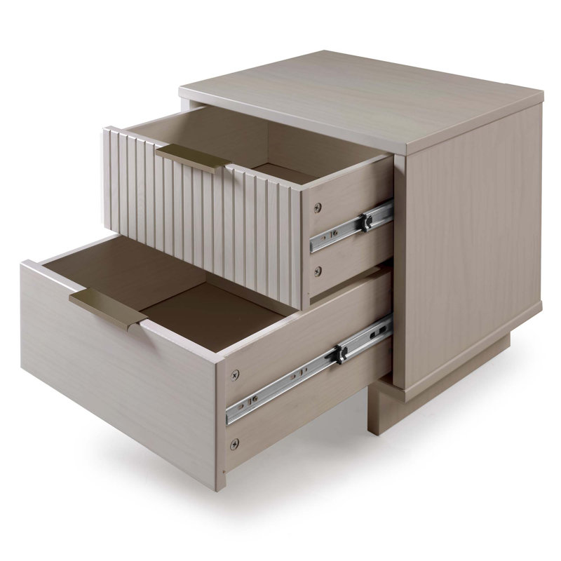 Table de chevet 2 tiroirs Granville, Gris clair