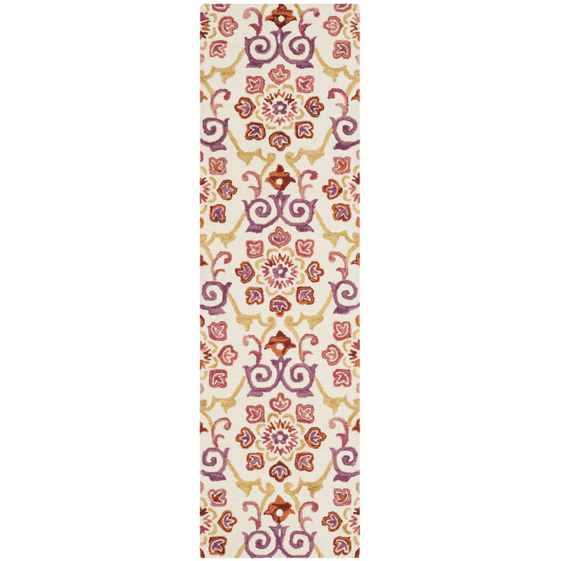 Tomo Hand Hooked Wool Floral Rug, Runner 2'3" x 8'