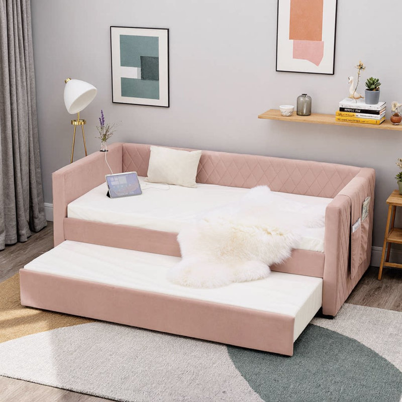 Lit de jour en velours Emerald, Rose