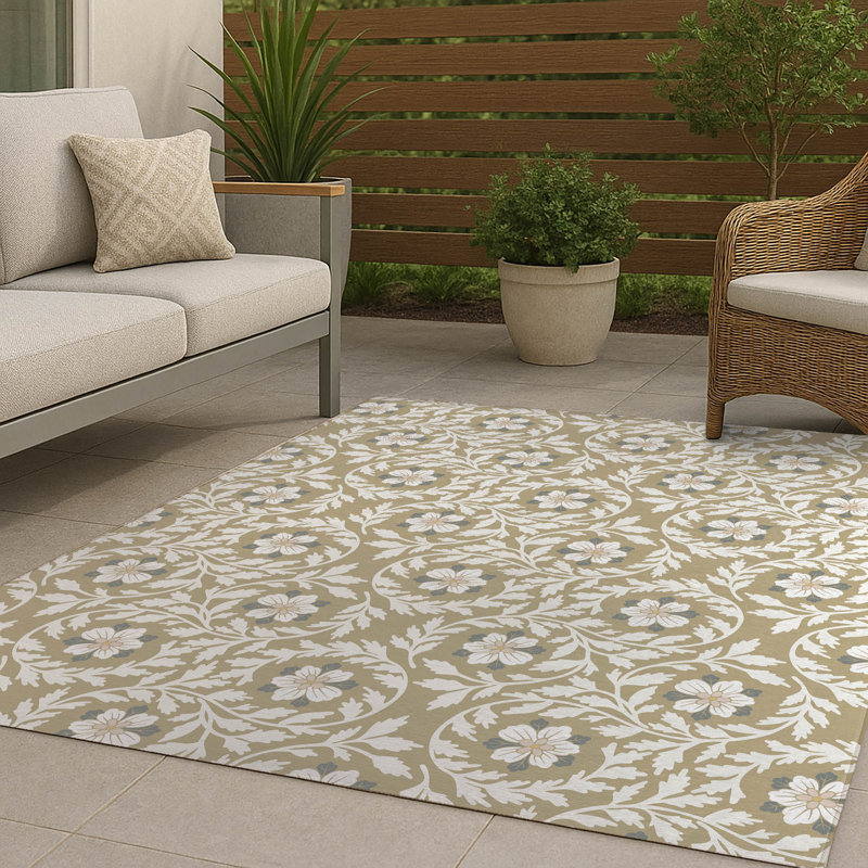 Tapis d'extérieur antidérapant Gracey, Chameau, Rectangulaire 2 pi x 3 pi