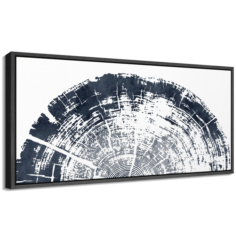 Tree Ring " Abstract Urban Radial Print In Navy Blue Antique Retro Colorful Bedroom Extra Large Wall Decor ", 30" H x 60" W