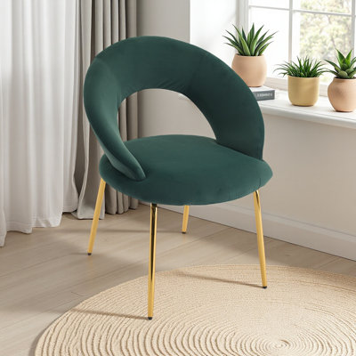 Chaises de salle à manger avec dossier incurvé et pieds en métal doré pour la cuisine ou la salle à manger