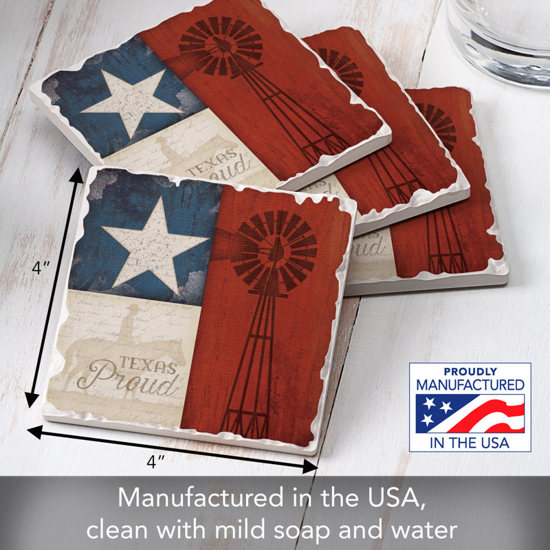 Ophelia & Co. Texas Proud 4-Pack Tumbled Tile Coaster Set