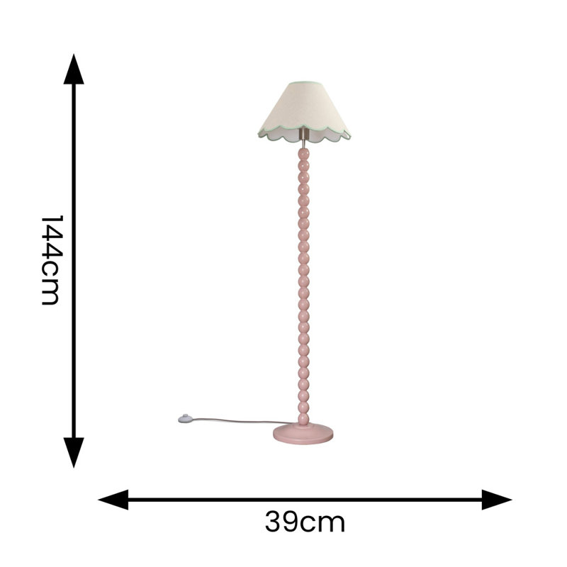 Bobbles 144cm Traditional Floor Lamp, White/Green, Rose Pink
