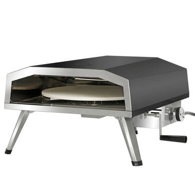 Flame King Lehava 14 in. Portable Propane Outdoor Pizza Oven and 360-Degree Rotating Nonstick Stone, Black