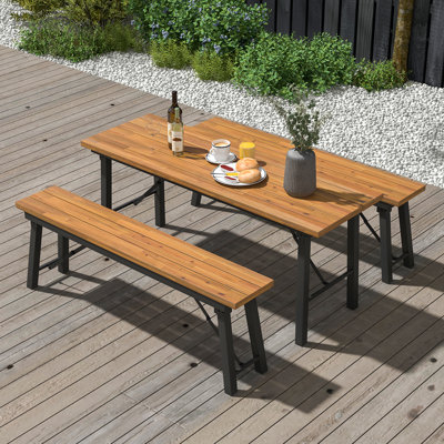 59 In. L X 20 In. W Solid Wood Folding Picnic Table (Benches not Included)