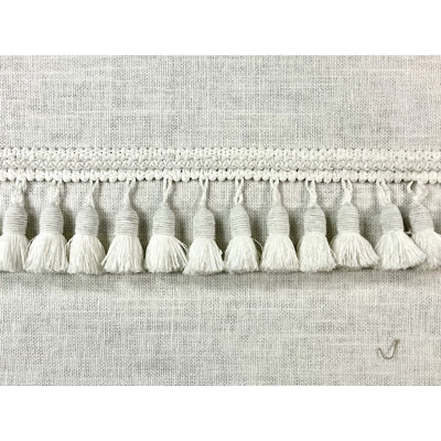 White Faux Silk Raffia Nubby Acorn Tassel Fringe 3" Width Trim