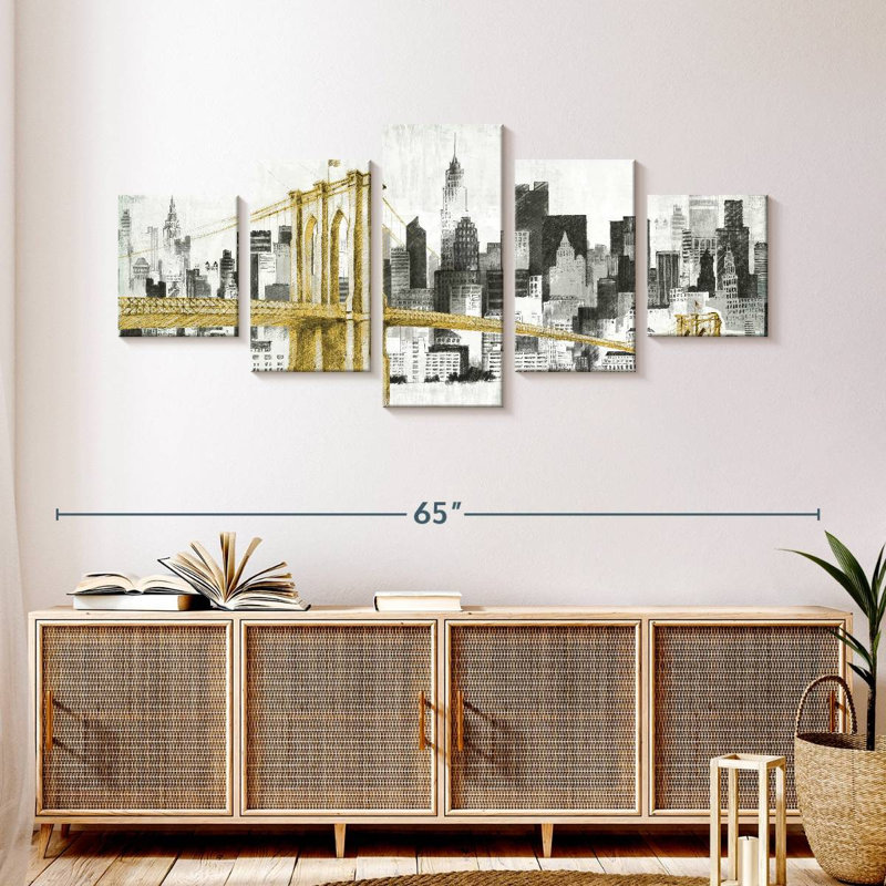 New York, pont jaune sans mots, H 24 po x l 55 po
