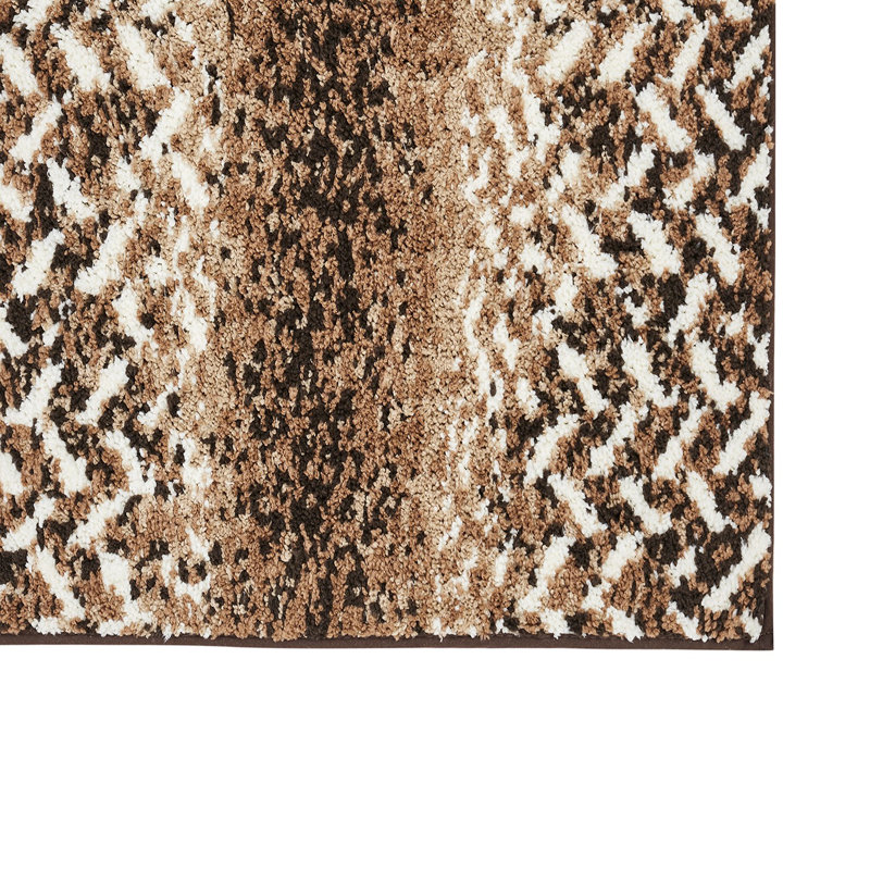 Tapis pour salle de bain Makayley, Brun, Ensemble de 3 pièces (17 po x 24 po | 24 po x 40 
