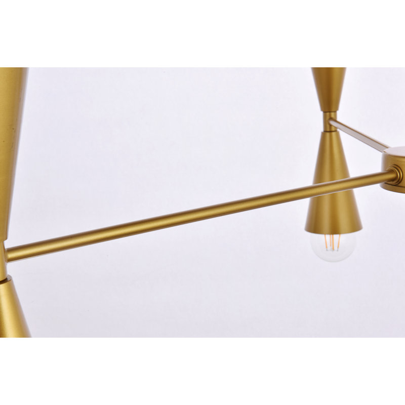 Aube 6 - Light Dimmable Modern Linear Chandelier, Brass
