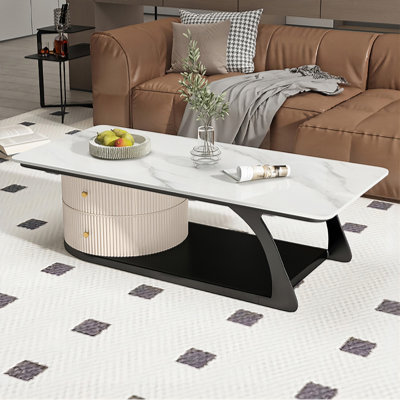 Table basse rectangulaire en bois manufacturé noir