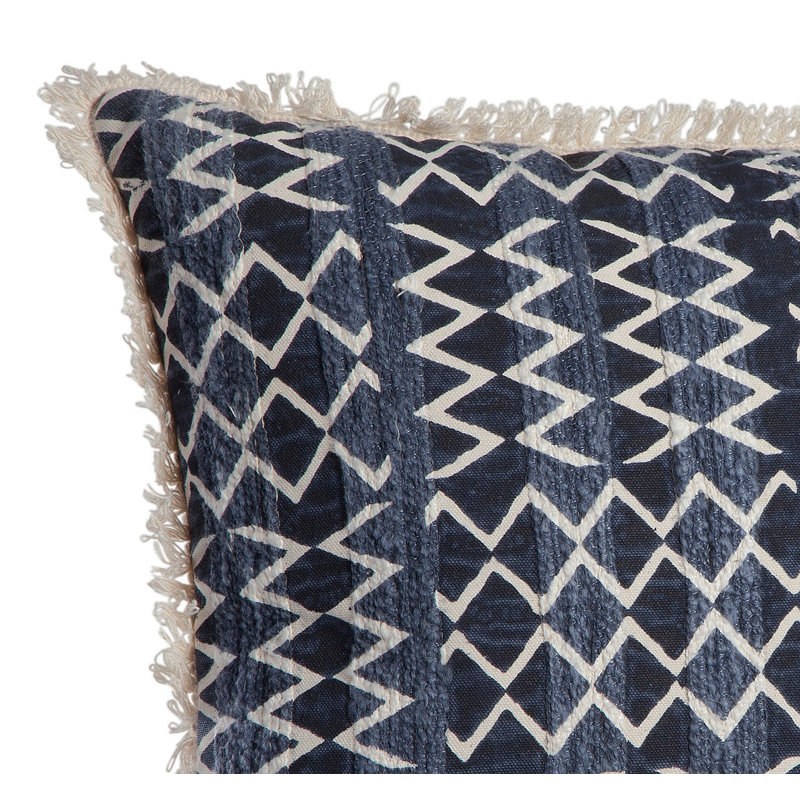 Coussin lombaire bleu marine / blanc Cordas, Rectangle H 19,99 po x l 5,99 po