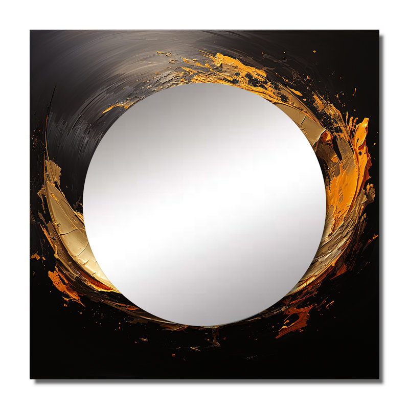 Rodarius - Miroir abstrait à spirales carrées pour salle de bain, 29 po x 29 po