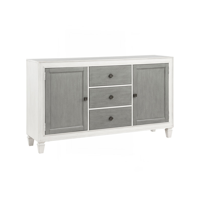 Katia Rustic Gray & Weathered White Finish Server