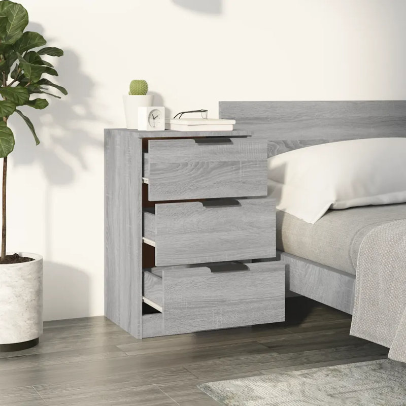 Hocker 6 Drawer Bedside Table, Grey Sonoma