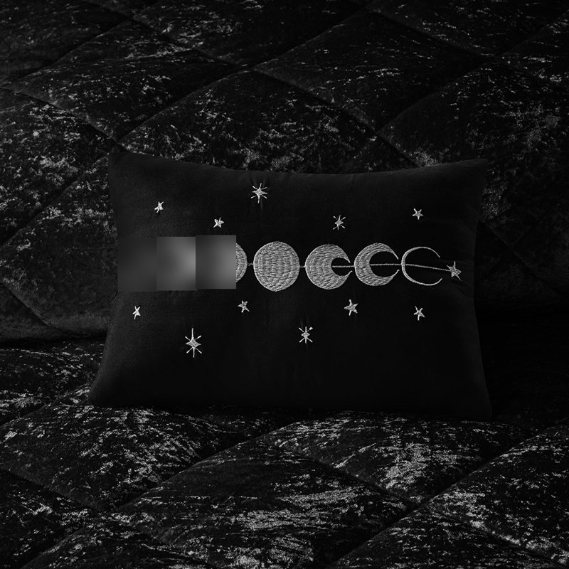 Édredon en velours de luxe pour très grand lit / très grand - noir avec mode`` 2 taies décoratives, 1 coussin, beauté lavable à la machine, rembourrage, par