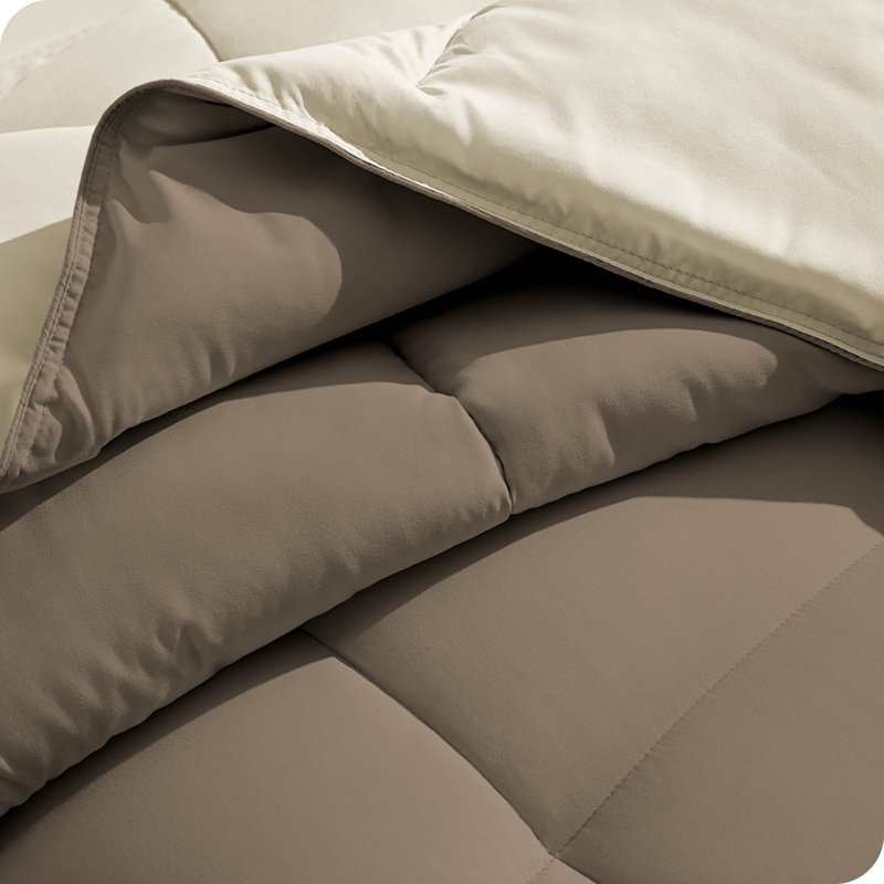 Taupe and Sand Reversible Microfiber Down Alternative Comforter Set