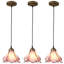 Luminaire suspendu floral en verre à 3 lumières
