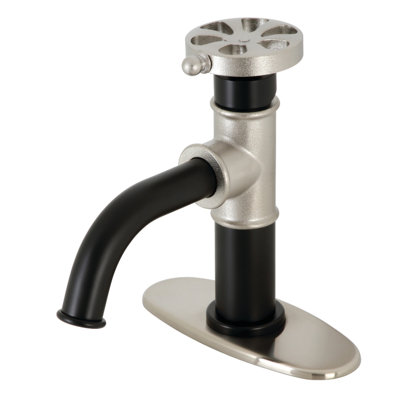 Kingston Brass Belknap Single-Handle 1-Hole Deck Mount Bathroom Faucet with Push Pop-Up and Deck Plate