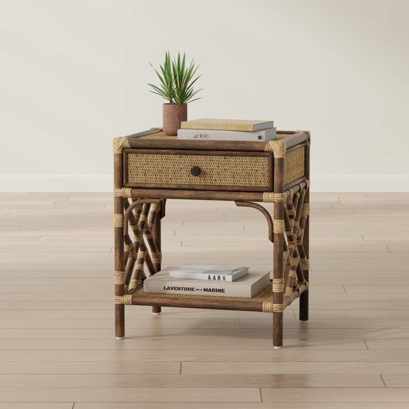 Alderson 20'' W Wicker / Rattan Nightstand, Dark Brown
