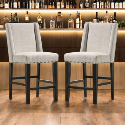 Ensemble de deux chaises de bar en fer fauve et espresso de 42 po avec repose-pieds