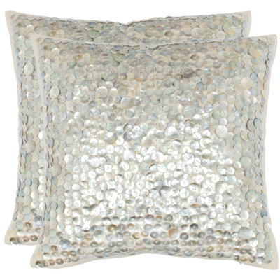 Rebekah Buttons Feather Reversible Throw Pillow