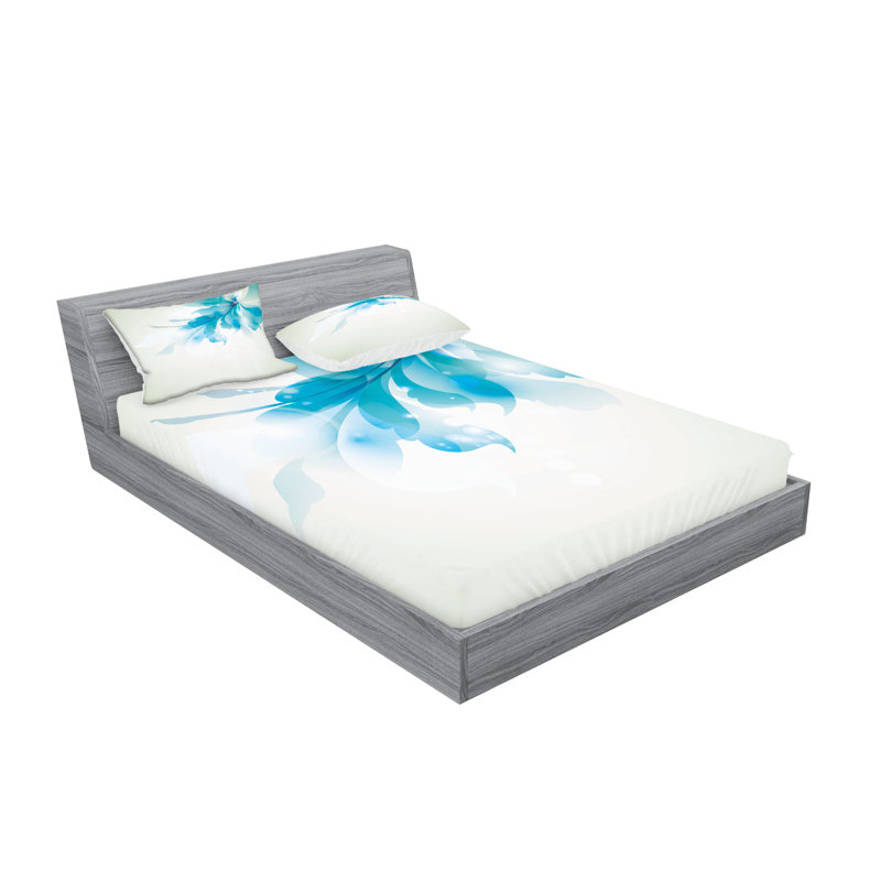 Drap-housse abstrait et taie décorative Ambesonne, bleu pâle et blanc, Ensemble de draps pour grand lit + 5 pièces suppl