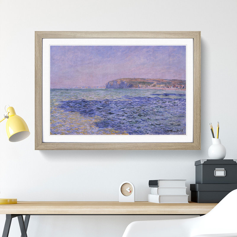 The Cliffs at Pourville by Claude Monet - Picture Frame Painting, 48cm H x 65cm W x 2cm D, Oak Framed
