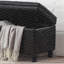 Banc de rangement rembourré capitonné à boutons, banc d'entrée en similicuir avec pieds en bois fuselés, banc de lit - noir